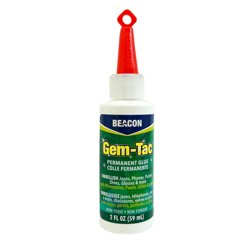 BEACON Gem-Tac Premium Quality Adhesive for Securely Bonding Rhinestones and Gems - Water-Based, UVA Resistant, 2-Ounce - Image 1