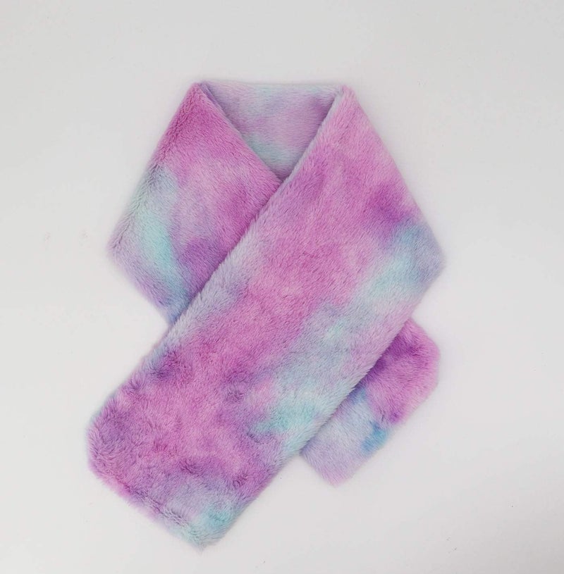 Newfancy Kids Winter Rainbow Scarf Gradient Cross Tie Collar Fluffy Fur Plush Shawl Wrap Neck Warmer for Toddler Girls Boys - Image 3