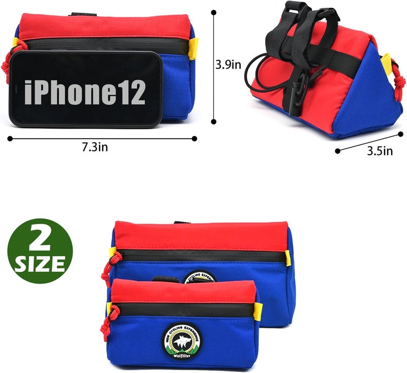 Vortika Bike Handlebar Bag,Kids Bicycle Front Basket Pack,Waterproof Bikes Bag,Small Bicycle Handle Bar Bag for Boys Girls Men Women (Blue + Red) - Image 3