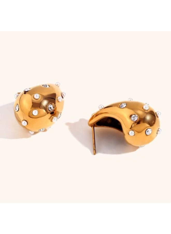 Shein Elegant Gold Drop Earrings 316L Stainless Steel – Sparkling Statement Earrings for Women – Anti Tarnish - Image 2