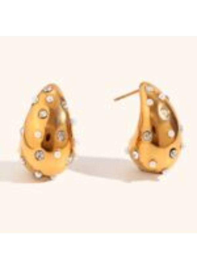Shein Elegant Gold Drop Earrings 316L Stainless Steel – Sparkling Statement Earrings for Women – Anti Tarnish - Image 3