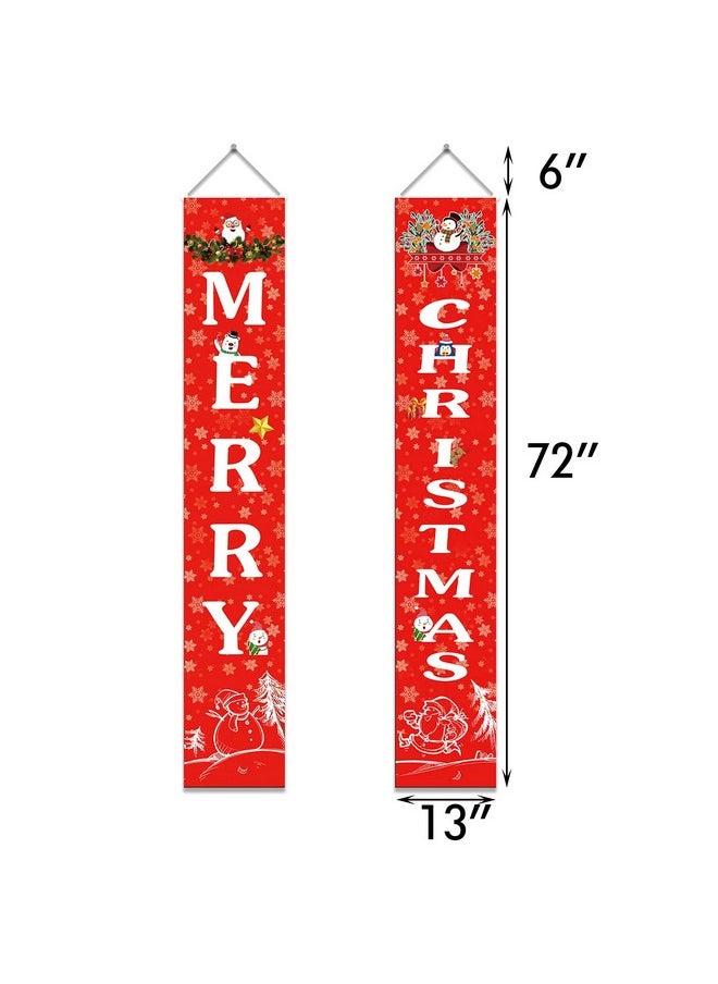 GOER GOER 72 Inch by 13 Inch Christmas Banner for Front Door,Hanging Banner for Christmas Party Decorations(Red&Snow)  - Image 3