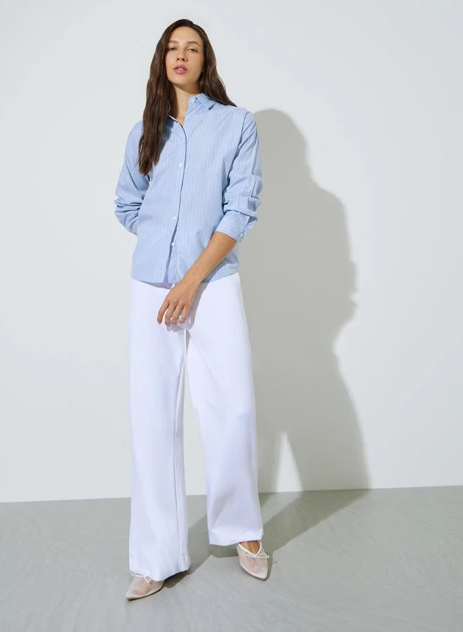 ستايلي Blue Striped Long Sleeves Shirt