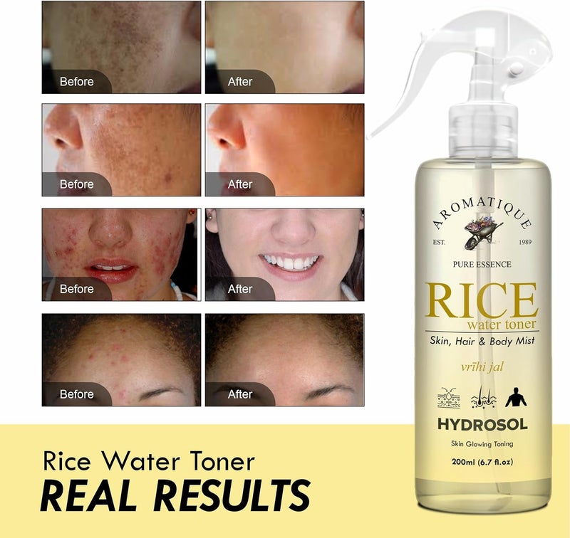 Aromatique Face and Body Mist |100% Natural Hydrosol, Floral Water Spray - Steam Distilled for Face, Toner, Body Mist & Pore Cleanser (Rice Water Hydrosol) - Image 4