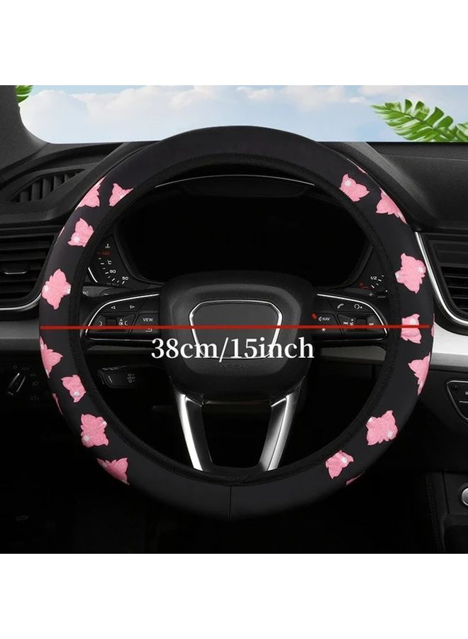Blue 3pcs Set Butterfly Steering Wheel Handbrake Handle Covers - Image 2