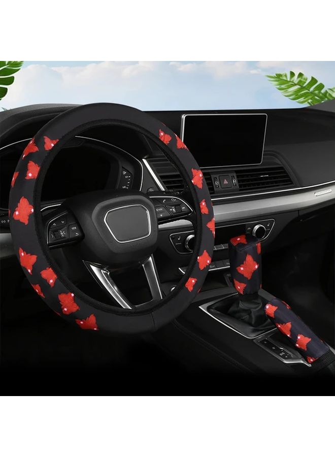 Blue 3pcs Set Butterfly Steering Wheel Handbrake Handle Covers - Image 1