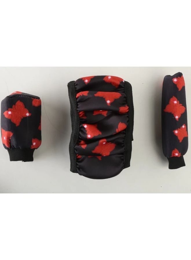 Blue 3pcs Set Butterfly Steering Wheel Handbrake Handle Covers - Image 3