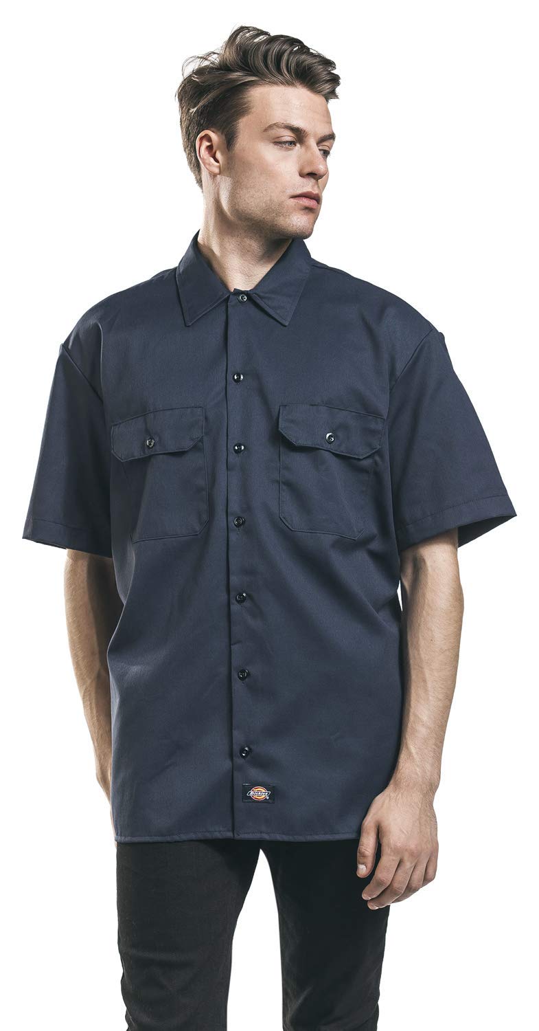 Dickies mens Short Sleeve Work Big and Tall Button Down Shirt, Navy, 3X-Large Big US - Image 4