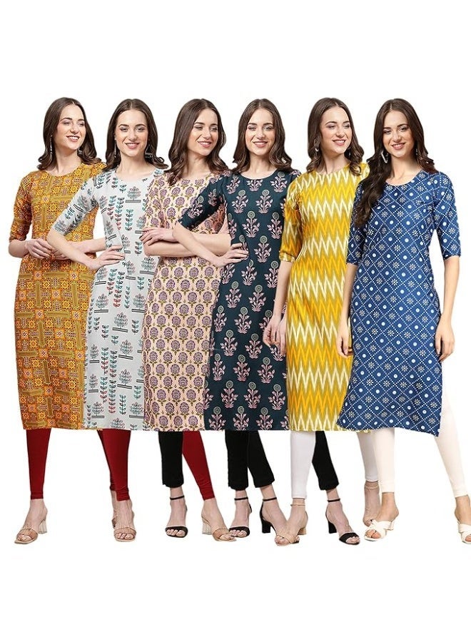 Pinkmint store Women's Crepe Regular Fashion Kurta (pack of 6) M - Image 1