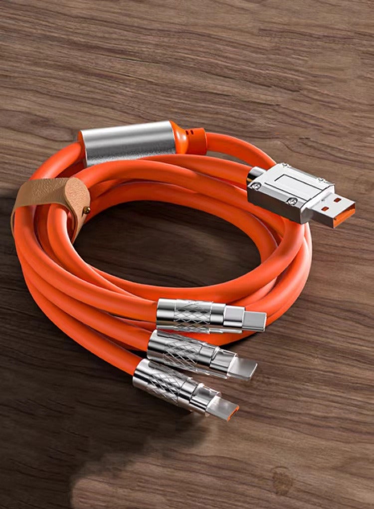 120W Super Fast Charging Cable Suitable for Apple Android phone Zinc Alloy Three in one Data  Fast Charging Cable - Image 2