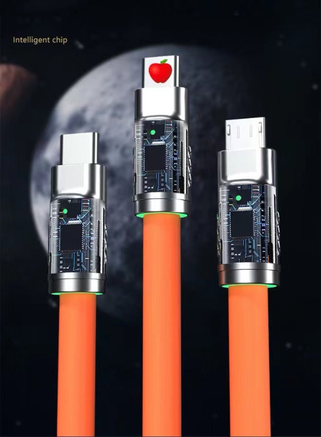 120W Super Fast Charging Cable Suitable for Apple Android phone Zinc Alloy Three in one Data  Fast Charging Cable - Image 4