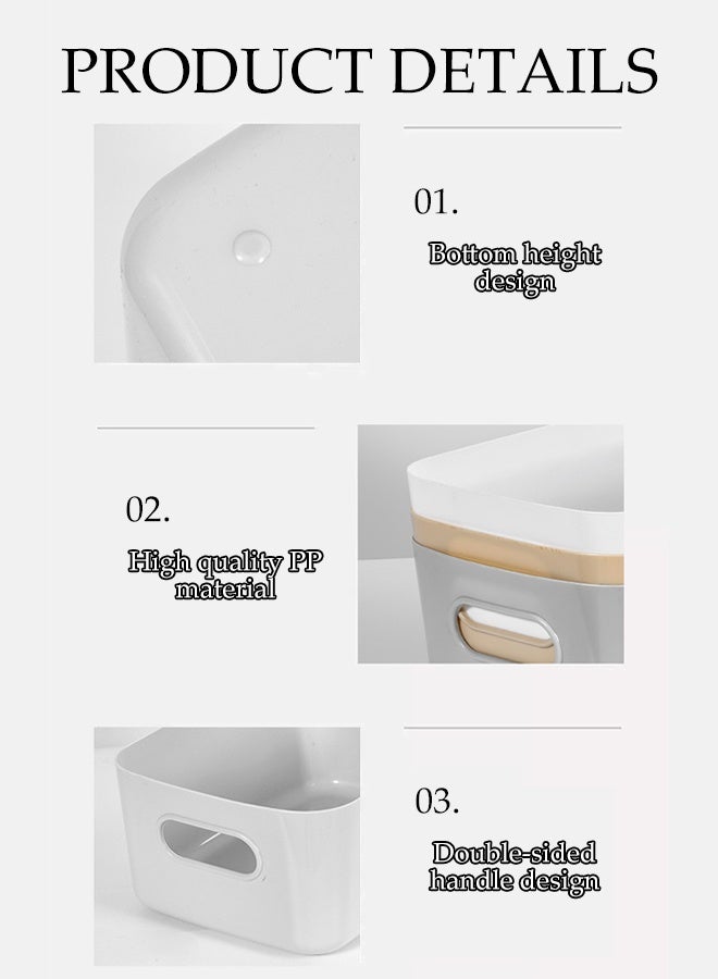 DUNISO 3-Pack Storage Bin,Small Plastic  Containers for Organizing with Handles,Multi-Use Durable Cabinet Organizer for Closets, Shelves and Countertops (Apricot Colour) - Image 3