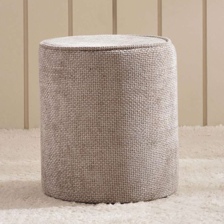 Pan Home Savannah Polyester Chenile Pouf 35X35X38cm- Taupe - 123UHT9900002 - Image 3