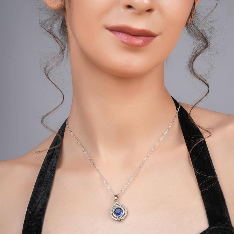 STYOLLO Trendy Silver Pendant Necklace American Diamond Jewellery Set For Women & Girls with Crystal Zirconia Stones | Stylish Charm Girls Necklace for Gift, Valentine, Birthday-Pack of 1 Necklace - Image 2