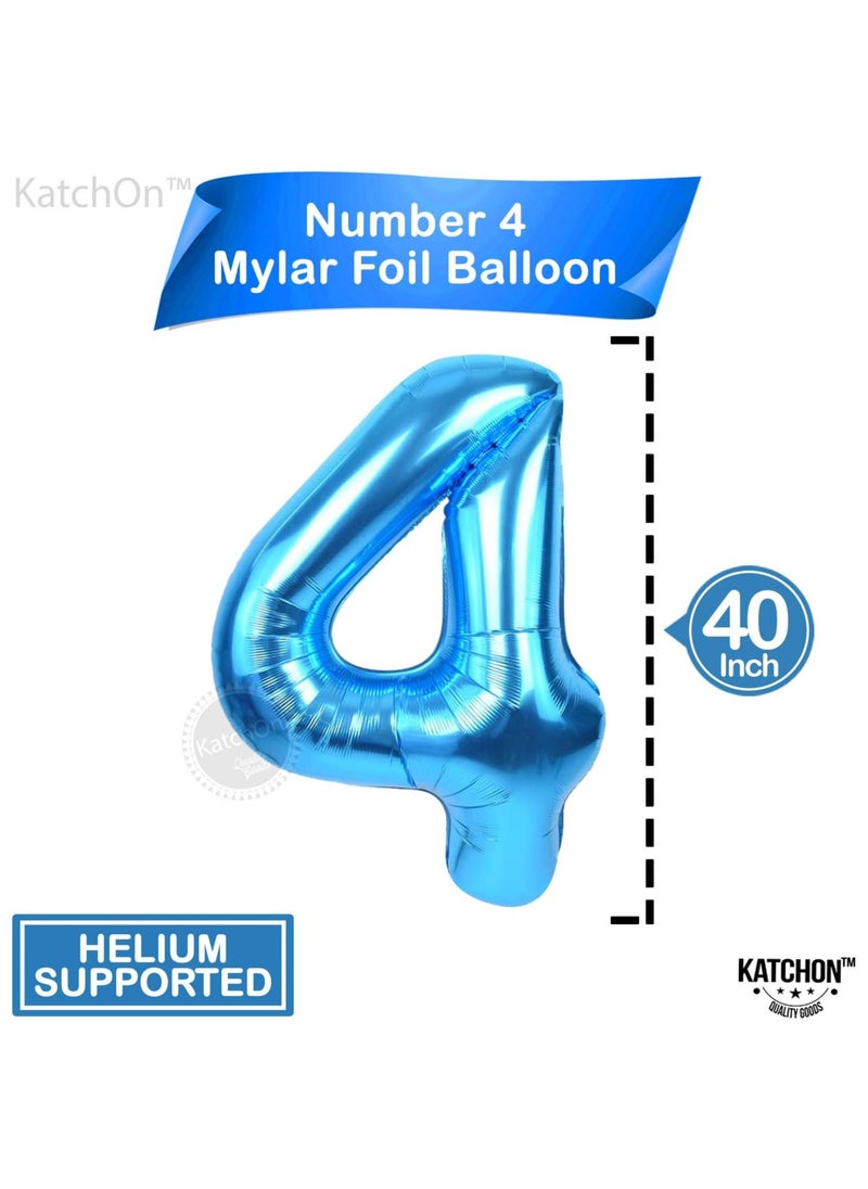 KATCHON Blue Number 4 Balloon for 4th Birthday or Anniversary Decoration 40 Inch  - Image 2