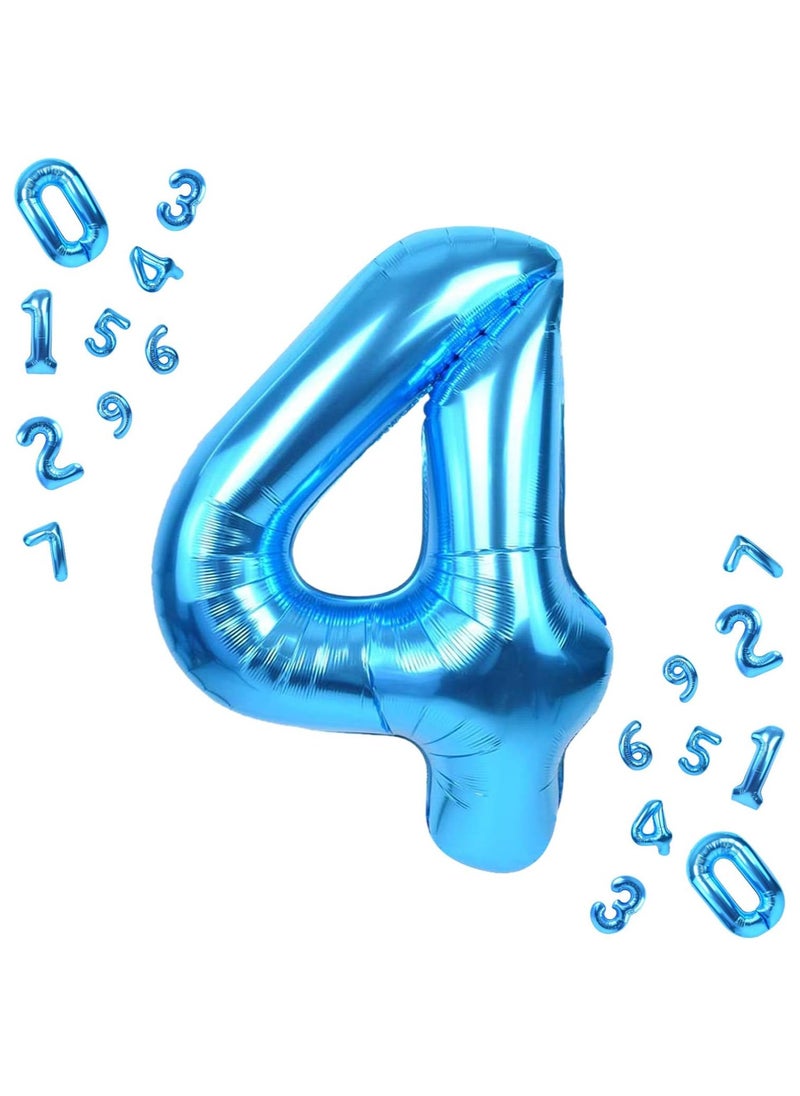 KATCHON Blue Number 4 Balloon for 4th Birthday or Anniversary Decoration 40 Inch  - Image 1
