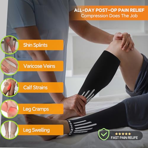 NEWZILL Calf Compression Sleeve for Men & Women | Footless Compression Socks for Shin Splint Relief, Varicose Veins | Leg Sleeve for Running, Travel, Nursing, Fitness (White/Pink/Green 3Pairs S/M) - Image 4