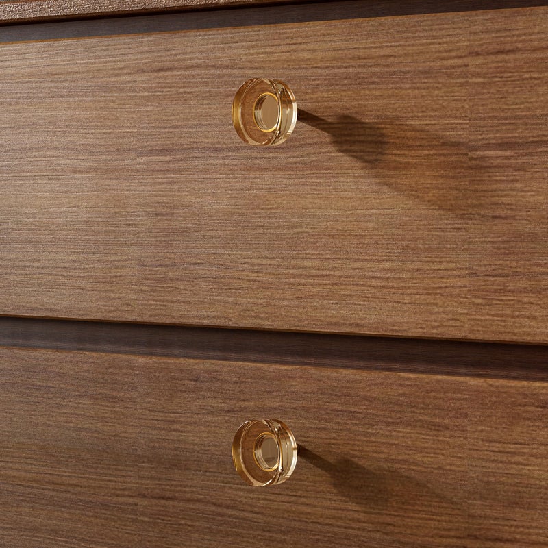 CEYMIO 1.38 Inch Champagne Bronze Crystal Cabinet Knobs and Pulls,8 Pack Vintage Round Glass Drawer Knobs for Kitchen Cabinets, Bathroom Vanity, Bedroom Dresser, Closet & Furniture Hardware - Image 2