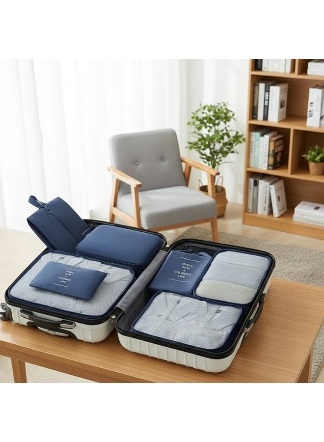 مجموعة مكعبات تعبئة السفر مكونة من 7 قطع - منظمات أمتعة متينة مزودة بسحابات شديدة التحمل للملابس والأحذية وأدوات النظافة الشخصية والأغراض الأساسية - حقائب تخزين سفر متعددة الأحجام للحقائب المنزلية والنادي الرياضي ورحلات العمل - هدية مثالية للرجال والنساء - Image 2