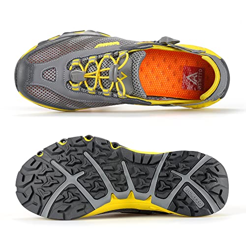 HUMTTO Men's Amphibious Water Shoes - Outdoor Hiking Sandals for Men Summer Non-Slip Quick Drying Water Sandals River Shoes 10 Grey - Image 5