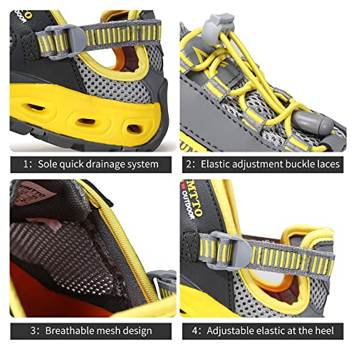 HUMTTO Men's Amphibious Water Shoes - Outdoor Hiking Sandals for Men Summer Non-Slip Quick Drying Water Sandals River Shoes 10 Grey - Image 3