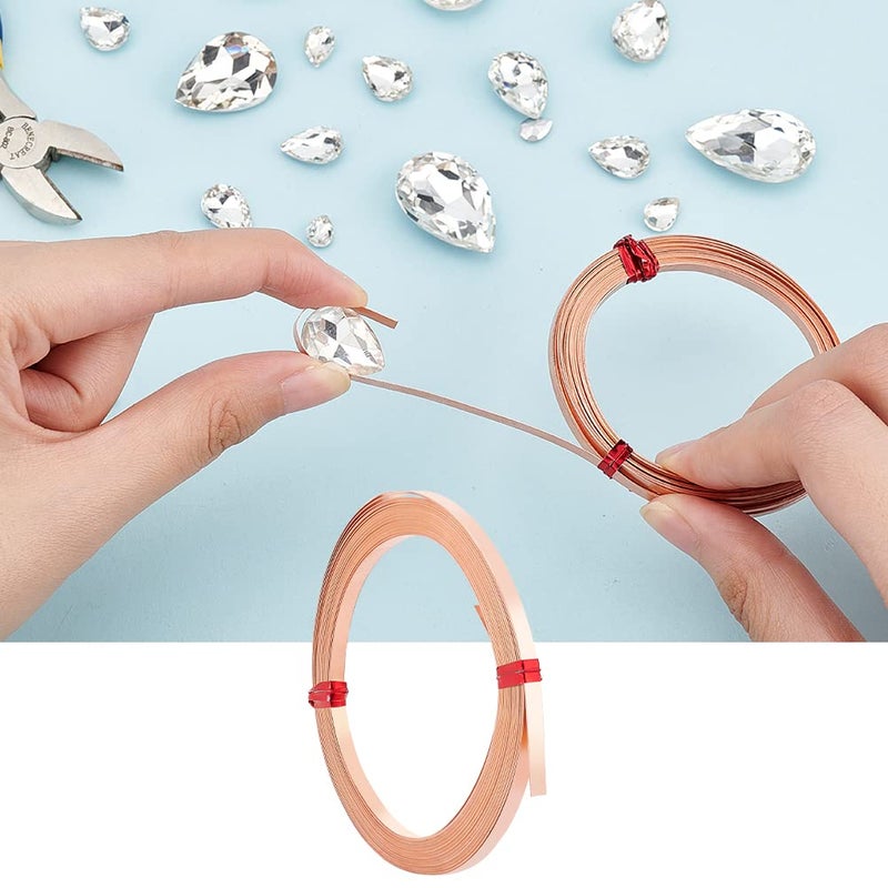 BENECREAT 19.7 Ft 32Gauge Flat Pure Copper Wire, 3mm Wide Flat Bezel Wire Tarnish Resistant Jewelry Wire for DIY Jewelry Craft Making - Image 3