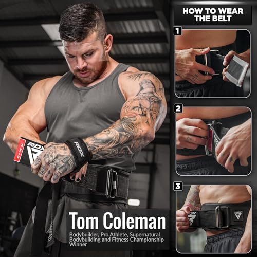 Rdx حزام رفع الأثقال RDX مع قفل تلقائي، دعم خلفي مبطن 6.5 بوصة، للرجال والنساء، لياقة بدنية، تدريب قوة، كمال أجسام، رفع الأثقال، تمرين، رفع الأثقال، القرفصاء، معدات تمرين احترافية - Image 3