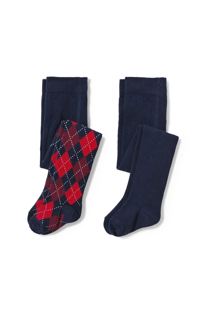 Tchibo Kids Girl 2 Pairs Argyle Print Leggings, Navy - Image 2