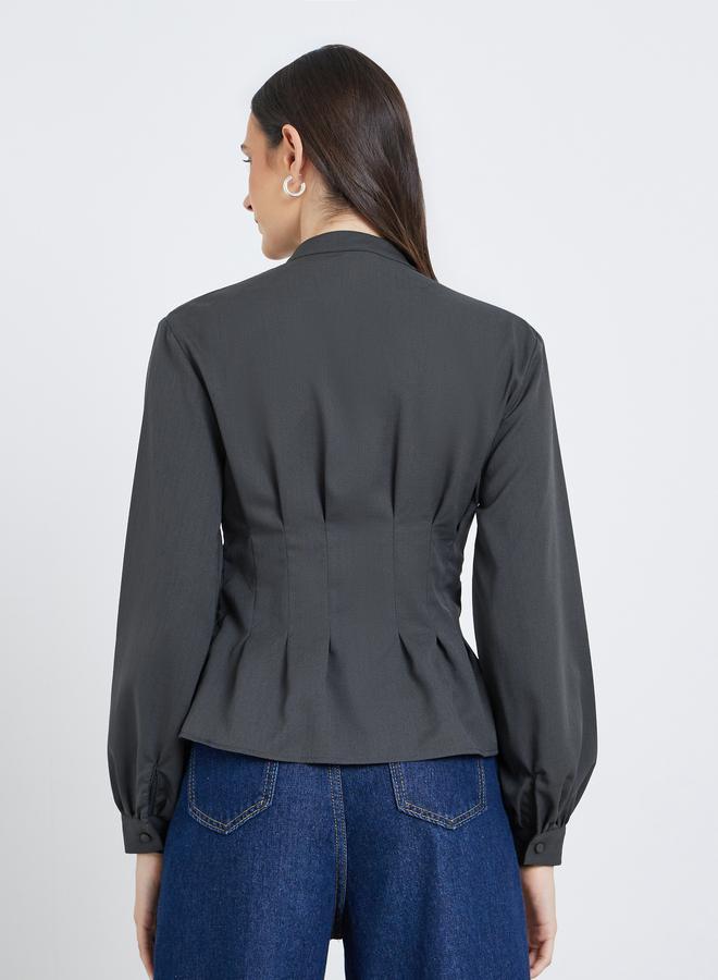 Styli Buttoned Balloon Sleeve Blouses - Image 4