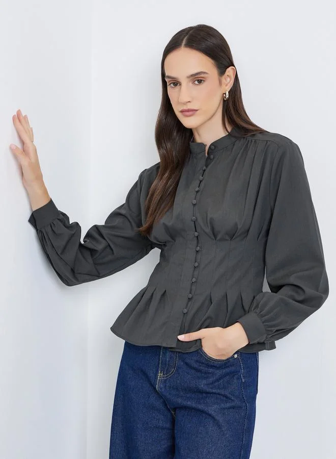 Styli Styli Buttoned Balloon Sleeve Blouses