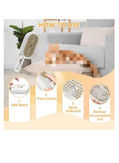 OUYoo OUYoo Spray Cat Brush for Shedding ， CatDog Steam Brush, Cat Bath Brush, Pet Steam Brush, Cat Brush with Water ，Pet Spray Hair Comb, Cat Hair Brush with Steamer (white)  - Image 3