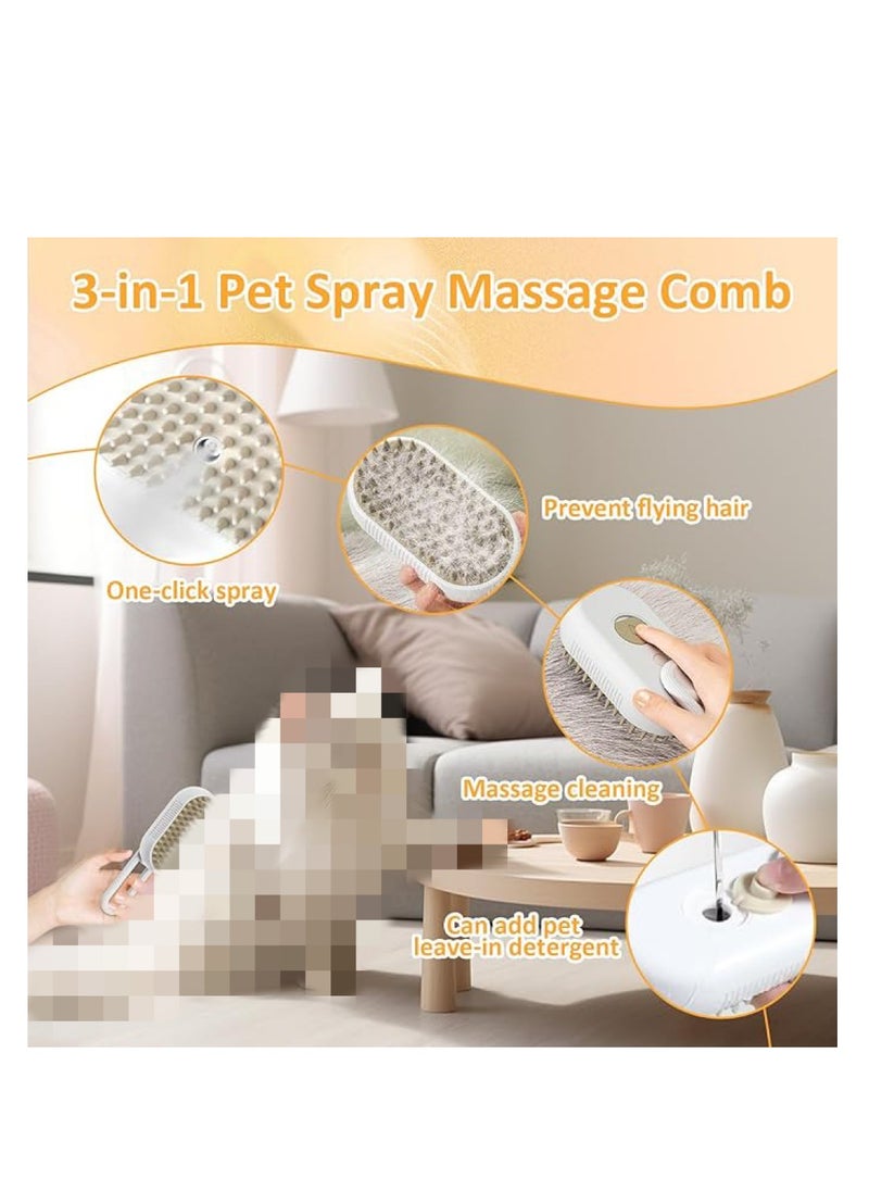 OUYoo OUYoo Spray Cat Brush for Shedding ， CatDog Steam Brush, Cat Bath Brush, Pet Steam Brush, Cat Brush with Water ，Pet Spray Hair Comb, Cat Hair Brush with Steamer (white)  - Image 4