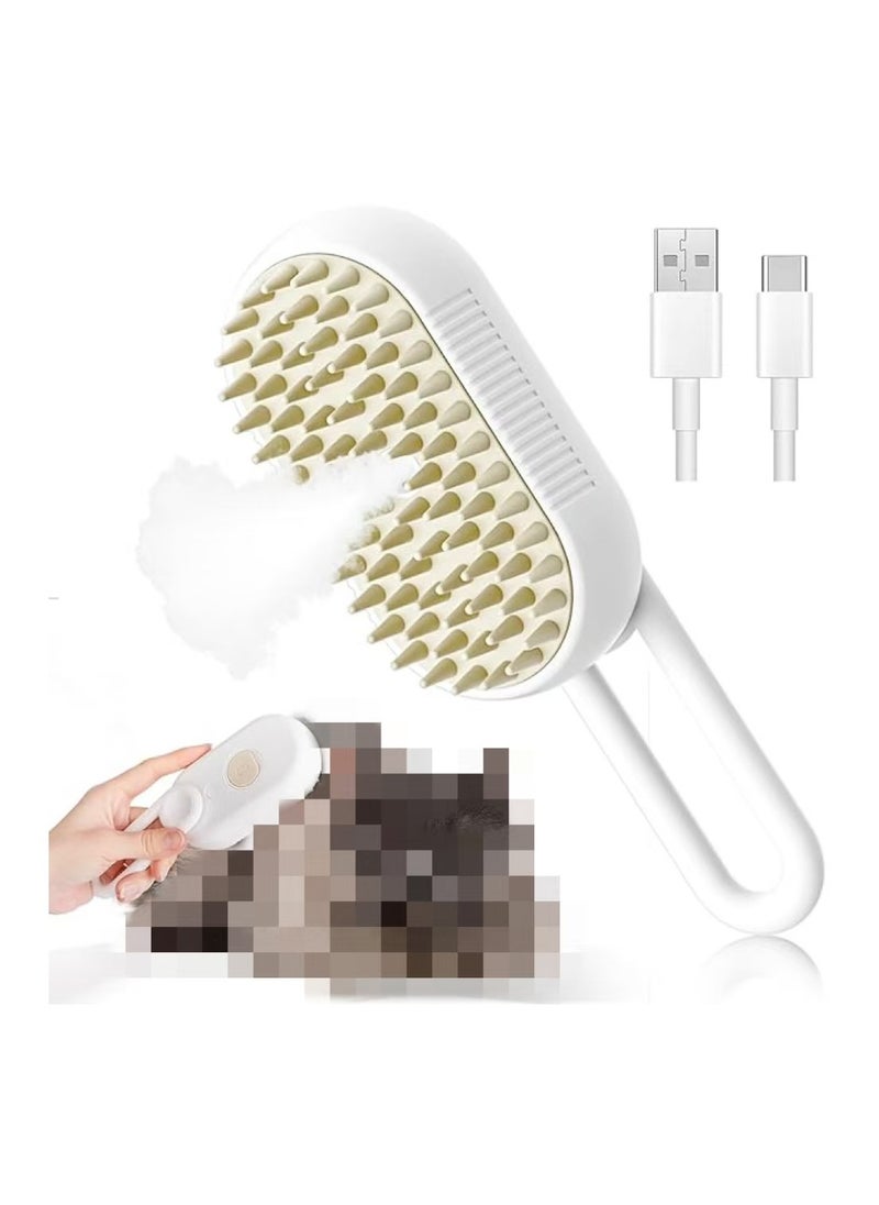 OUYoo OUYoo Spray Cat Brush for Shedding ， CatDog Steam Brush, Cat Bath Brush, Pet Steam Brush, Cat Brush with Water ，Pet Spray Hair Comb, Cat Hair Brush with Steamer (white)  - Image 1