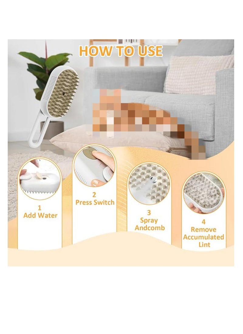 OUYoo OUYoo Spray Cat Brush for Shedding ， CatDog Steam Brush, Cat Bath Brush, Pet Steam Brush, Cat Brush with Water ，Pet Spray Hair Comb, Cat Hair Brush with Steamer (white)  - Image 3