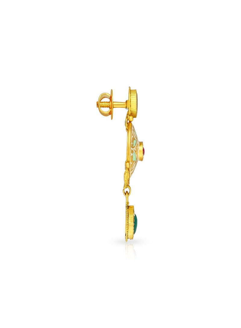 Malabar Gold and Diamonds 22k 916 Purity Ethnix Gold Earring ERPDANC46272Y  - Image 2