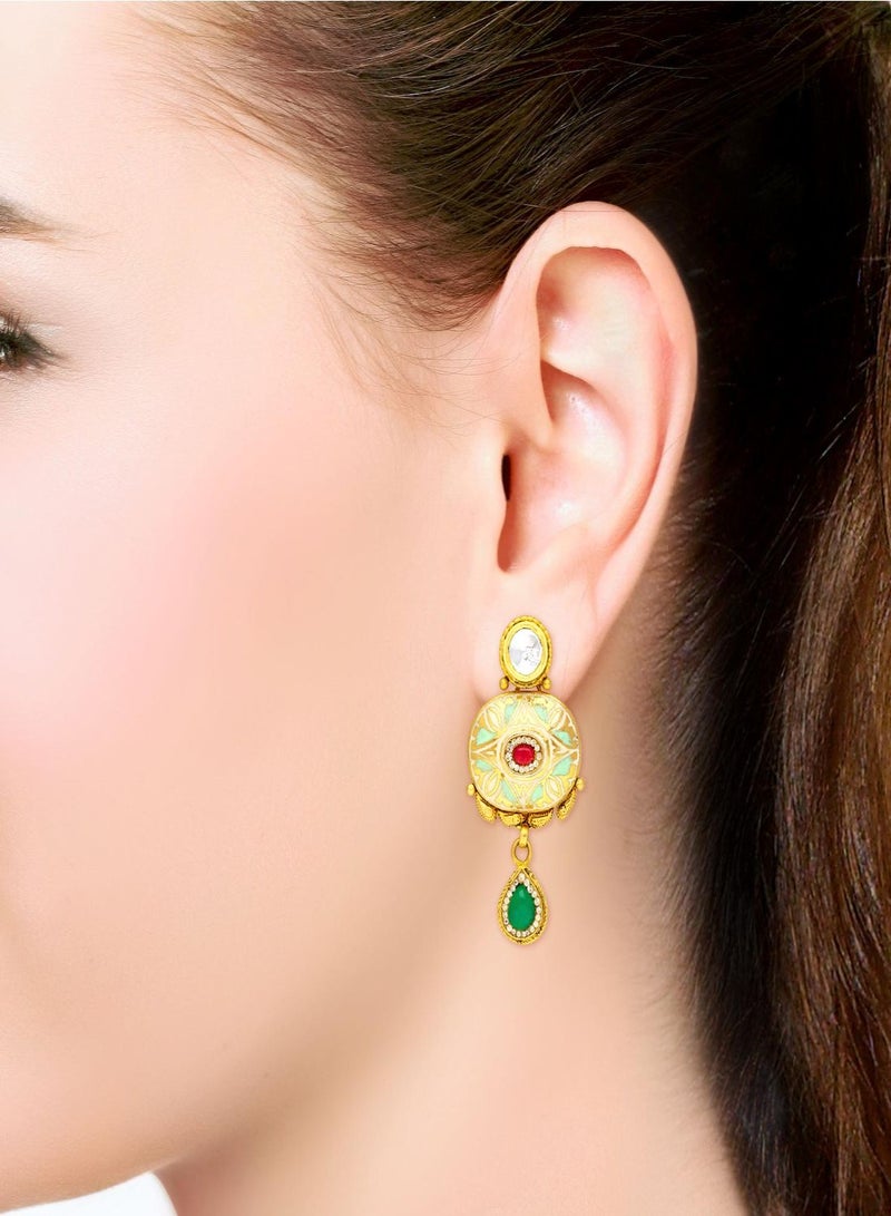 Malabar Gold and Diamonds 22k 916 Purity Ethnix Gold Earring ERPDANC46272Y  - Image 4