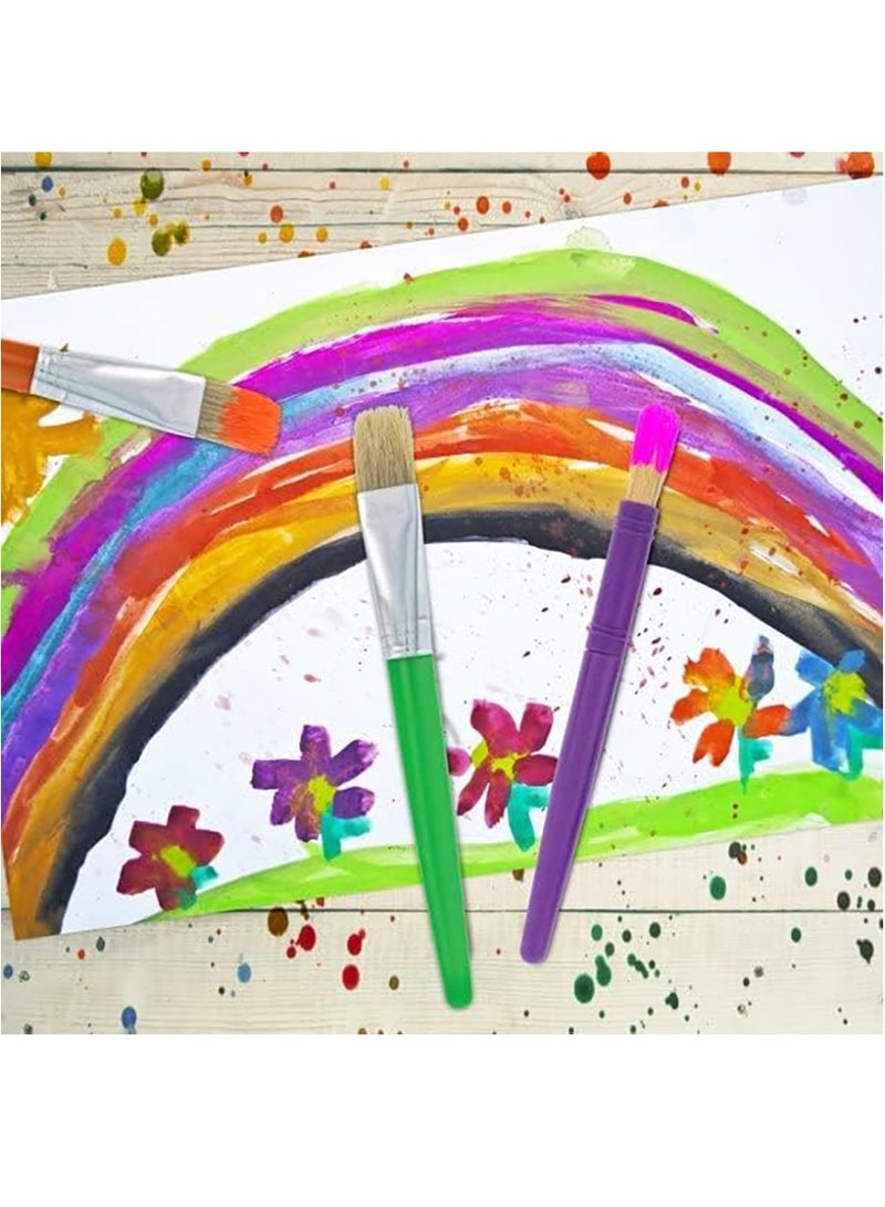 Art Supplies 20Pcs Children's Watercolor Painting Pen Pig Bristle Oil Paint Brush Water Chalk Color Round Flat Head Plastic Rod Paint Brush Great for Kids Craft Painting Beginner Artist Brush Kit - Image 4