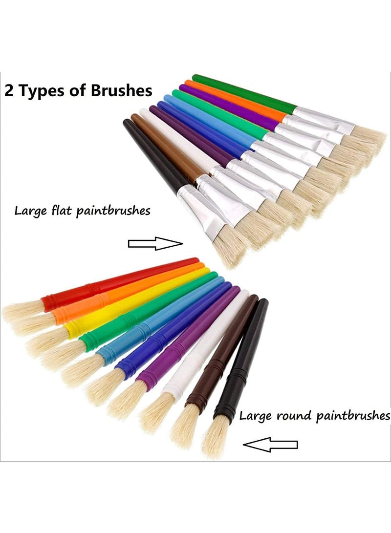 Art Supplies 20Pcs Children's Watercolor Painting Pen Pig Bristle Oil Paint Brush Water Chalk Color Round Flat Head Plastic Rod Paint Brush Great for Kids Craft Painting Beginner Artist Brush Kit - Image 3