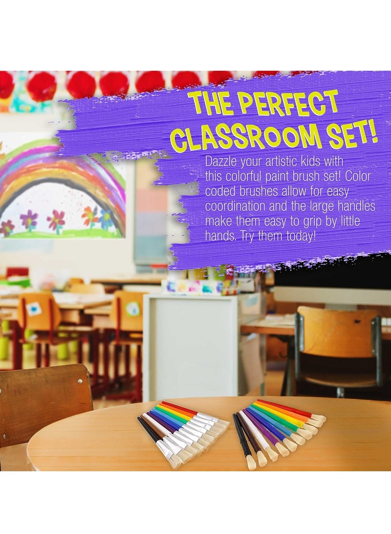 Art Supplies 20Pcs Children's Watercolor Painting Pen Pig Bristle Oil Paint Brush Water Chalk Color Round Flat Head Plastic Rod Paint Brush Great for Kids Craft Painting Beginner Artist Brush Kit - Image 2