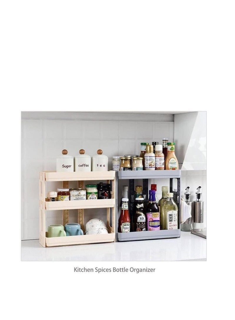 OM Multi-Tier Turbo Organizer - For Bathroom or Kitchen (Beige, 2 Tiers) - Image 2