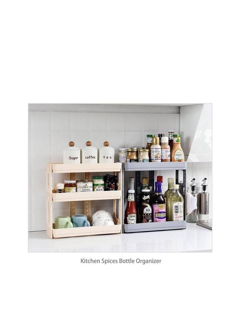 OM Multi-Tier Turbo Organizer - For Bathroom or Kitchen (Beige, 2 Tiers) - Image 4