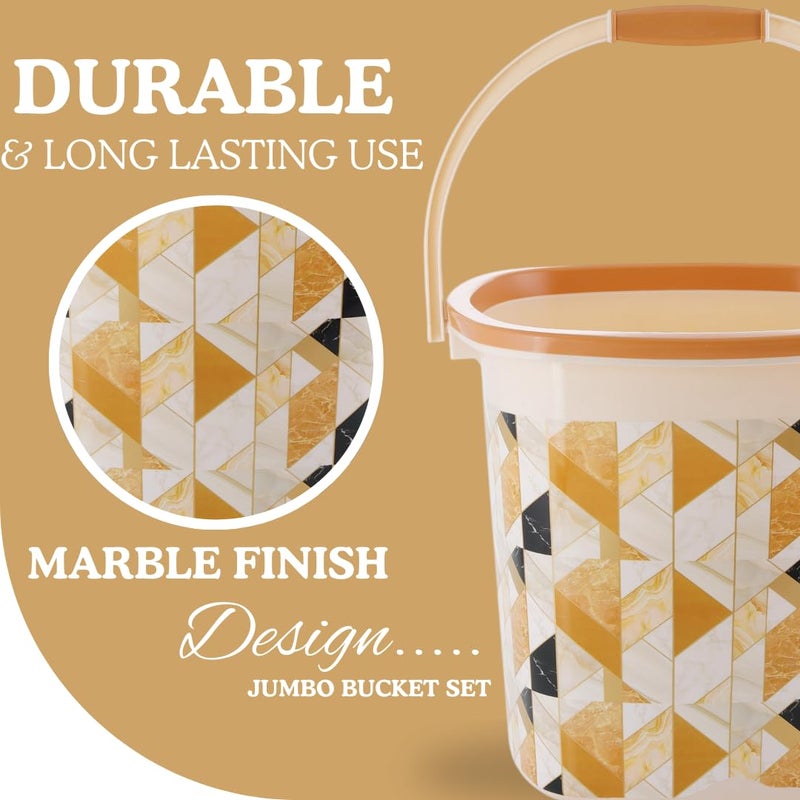 Nabhya Nabhya Oyster Jumbo 3pcs Luxurious Bathroom Accessories Set Plastic Bath Set Bathroom Bucket 25Ltr Mug 15Ltr Big Heighted Stool 3 Piece Combo Set for Home Kitchen Bathroom Brown Jumbo  - Image 5