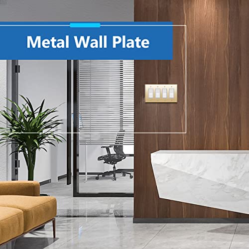 LIDER Decorator Switch or Receptacle Metal Wall Plate Outlet Cover Corrosion Resistant MidSize 4Gang 488 x 858 LMWP34MPB UL Listed Stainless Steel Polished Brass 1Pack - Image 3