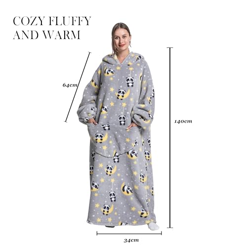 Capecage Blanket Hoodie, Long Hooded Blanket Sweatshirt as Birthday Gifts for Women Men, Long Wearable Blanket for Men Women,Panda2 Hoodie Blankets for Women Men - Image 5