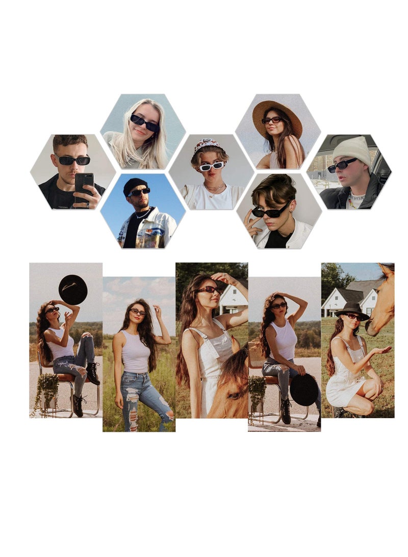SYOSI Small Square Sunglasses Protection Glasse, Retro Rectangle Sunglasses Women and Men Vintage, Vintage Driving Glasses 90¡¯s Fashion Narrow Square Frame UV400 Protection - Image 5