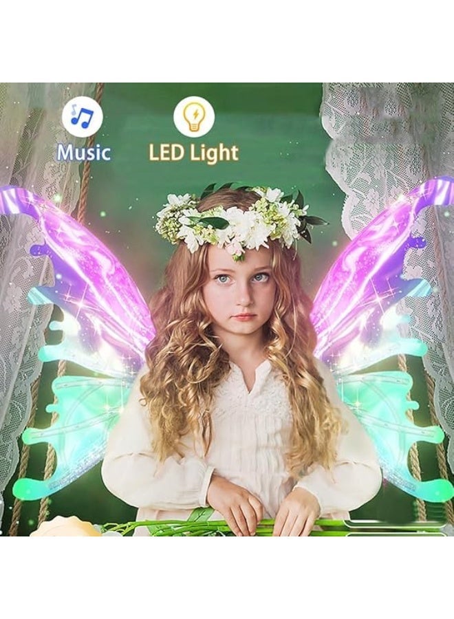Excefore Glowing Musical Butterfly Wings Toy for Kids - LED Light-Up Fairy Backpack Wings, Glitter Cosplay Prop for Halloween, Christmas Stage Performance & Birthday Parties - Image 2