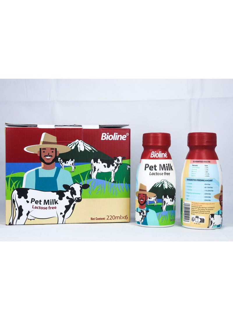 Bioline Set of 6 Pet Milk For Cats And Dogs 220mlx6 - Image 2