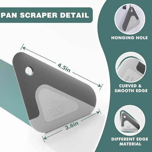 Matscover Food Scraper, 2-in-1 Pot and Pan Dish Scraper, Nylon and Silicone, Kitchen Scraper Tools for Cast Iron Skillets, Cookware, Dishes, Pans and Pots, Heat Resistant, Set of 3 - Image 2