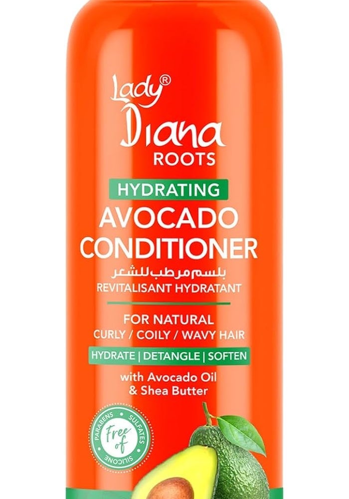 Lady Diana Roots Hydrating Avocado & Shea Conditioner 480ml - Deep Moisture for Curly, Coily, and Wavy Hair - Image 1