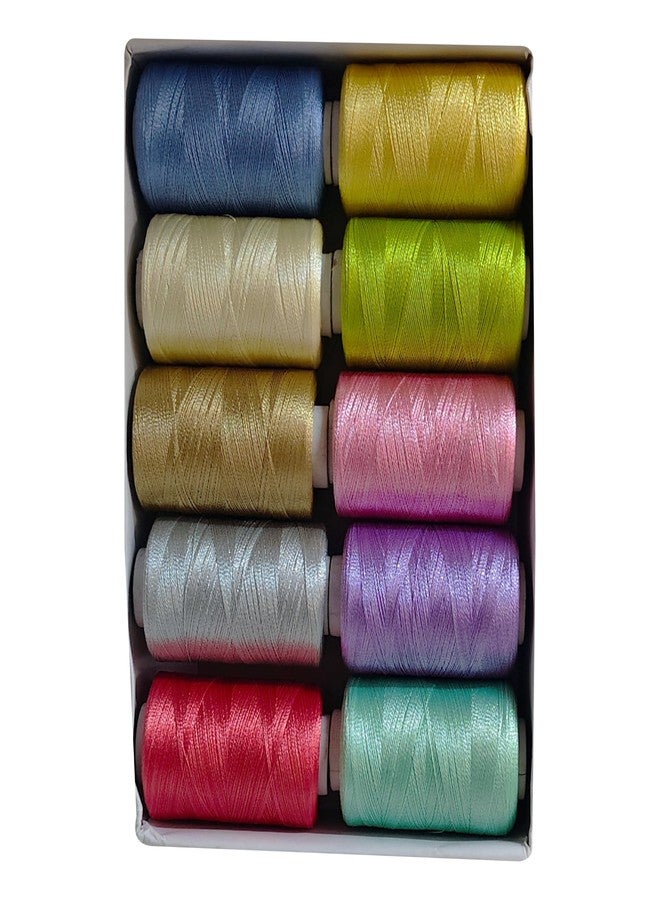 Domick Poly Silk Embroidery Threads Assorted 20 Color 20 Pcs 900 Meter Apporx. Suitable for Tassel Luster, Jewellery Making Project Warping Bangles Jhumka. (10 Color 10 PCS LL Poly Silk) - Image 2